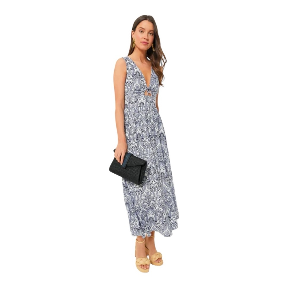 NWT Tuckernuck Hyacinth House Navy Scroll Print Toula Dress L